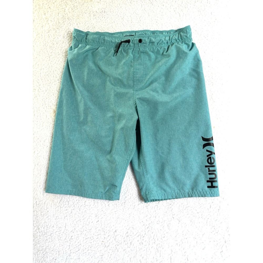 Hurley‎ Swim Trunks Men's Size XL Turquoise Beach Inner Lined Spell Out Logo